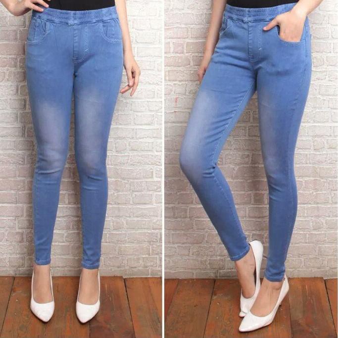  X 364 Celana  jeans  wanita pinggang karet jumbo bigsize 