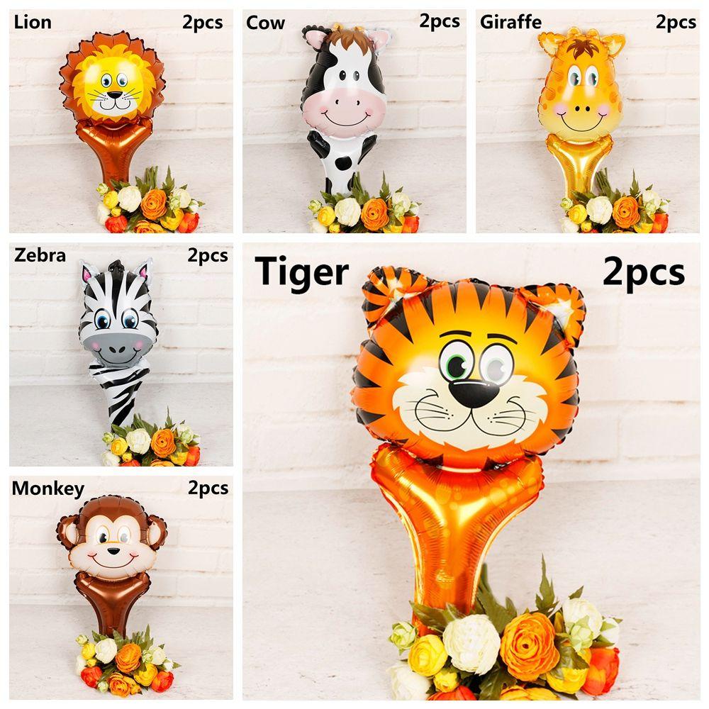 Nanas 2/6 Pcs Balon Foil Kartun Baby Shower Tema Zoo Dekorasi Ulang Tahun Anak Mainan Tiup