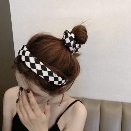 PREMIUM Bando Busa Set Kuncir Scrunchie Motif Premium - Korean Style