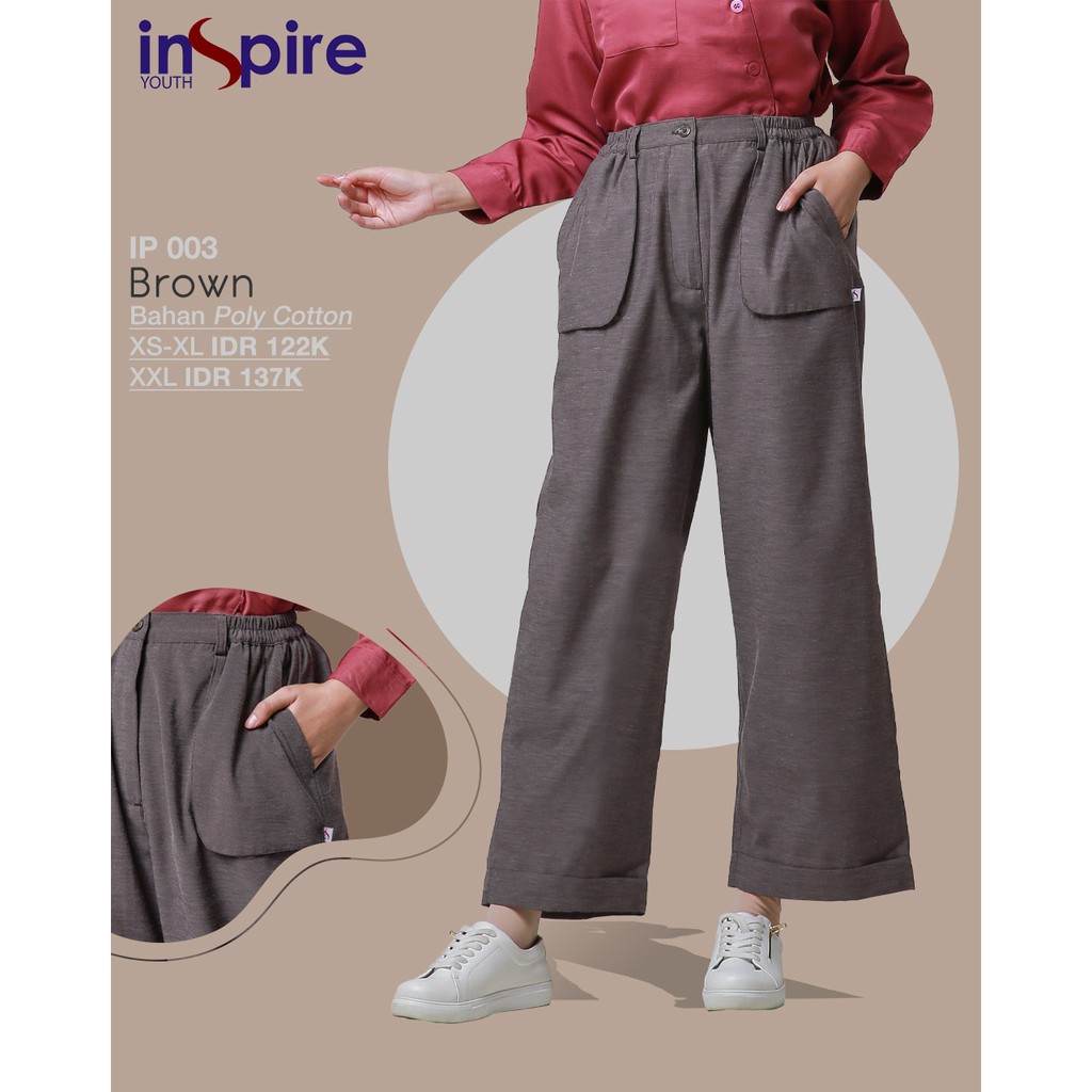 INSPIRE PANTS IP 03 BAHAN POLYCOTTON CELANA PANJANG MUSLIMAH TRENDY [BISA COD]