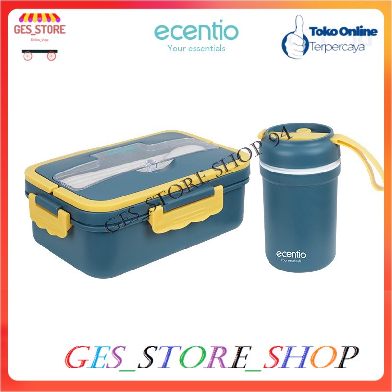 ecentio tempat makan set/lunch box set Free Mangkuk sup 350ml &1000ml lunch box set Jerami Gandum ko