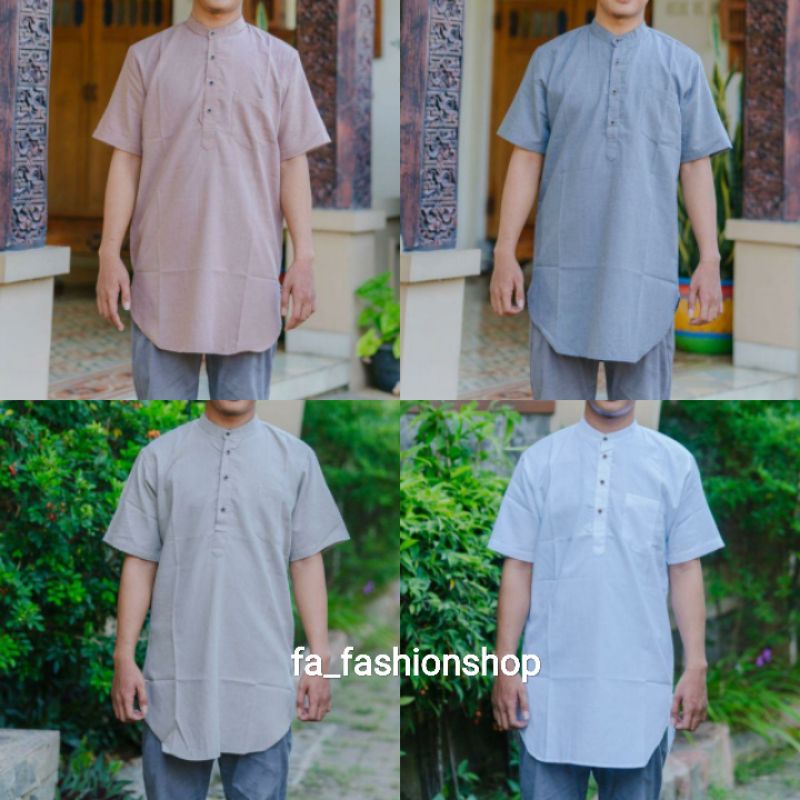 KOKO KURTA PAKISTAN ORI MARAJO LENGAN PENDEK MATT KATUN BAJU MUSLIM PRIA MODERN TERBARU 2021
