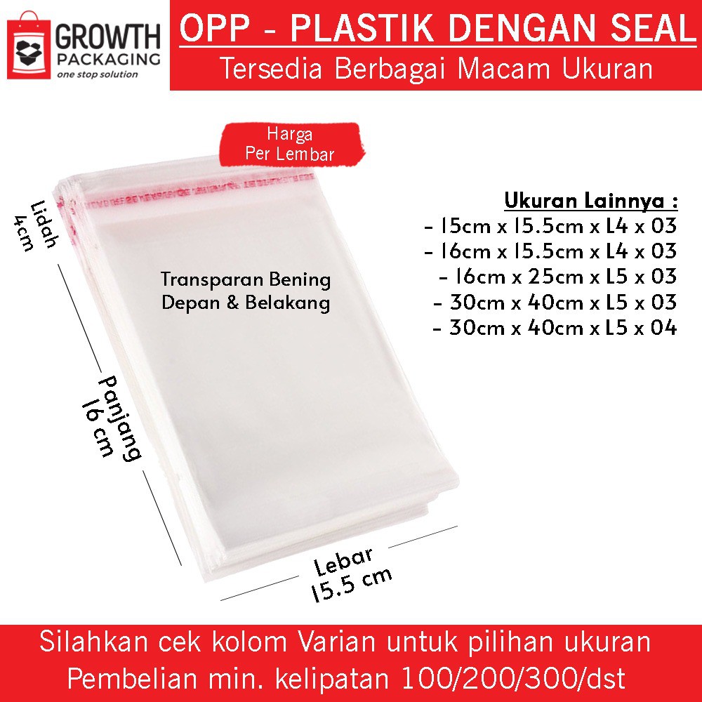

PLASTIK OPP 7,5X25CMX03 SEAL LEM 05 MIC 100LBR PLASTIK SOUVENIR