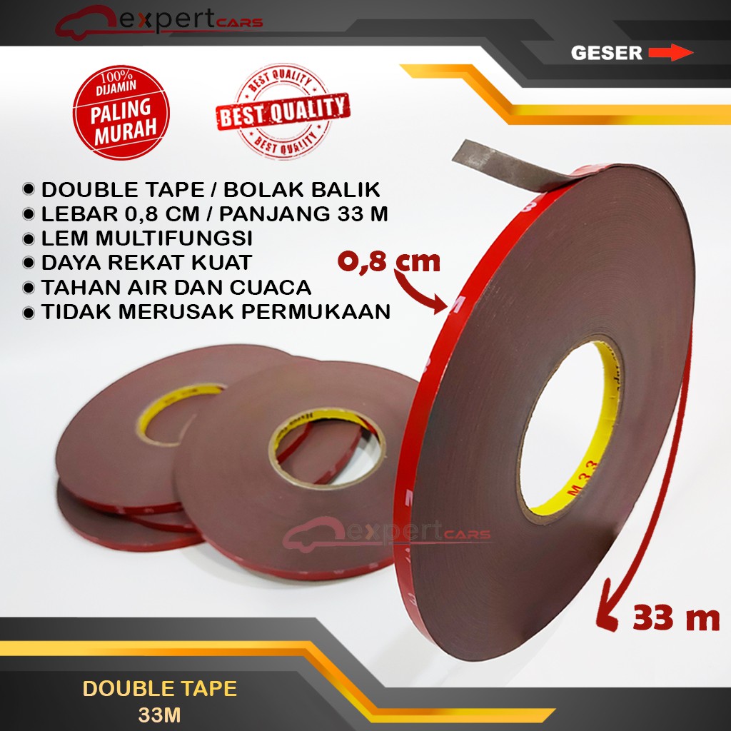 

DOUBLE TAPE LEM BB BOLAK BALIK 3M PANJANG 33M LEBAR 0,8 CM 1ROLL