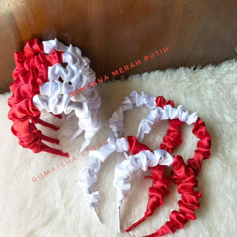 Ready stok bando srunchi merah putih/bando Nagita /bando ala Korea  2 warna edisi merdeka merah-putih  ready stok siap kirim