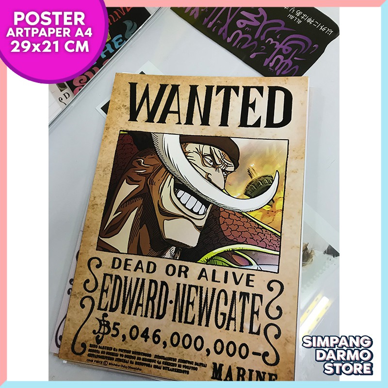 Poster One Piece Edward Newgate Buronan Wanted Bounty Terbaru Straw Hat Shopee Indonesia