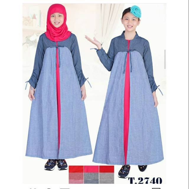 Gamis dan cardigan panjang anak sz 6-12 tahun