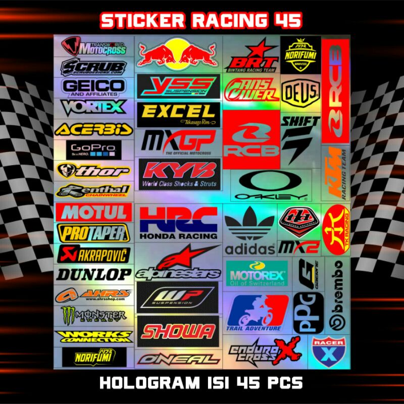 Stiker Racing Pack Sticker Racing Hologram 45 Stiker Sponsor Stiker Helm Stiker Motor Sticker Motor Stiker Cuting Sticker Cutting Satuan Stiker Aesthetic Motor