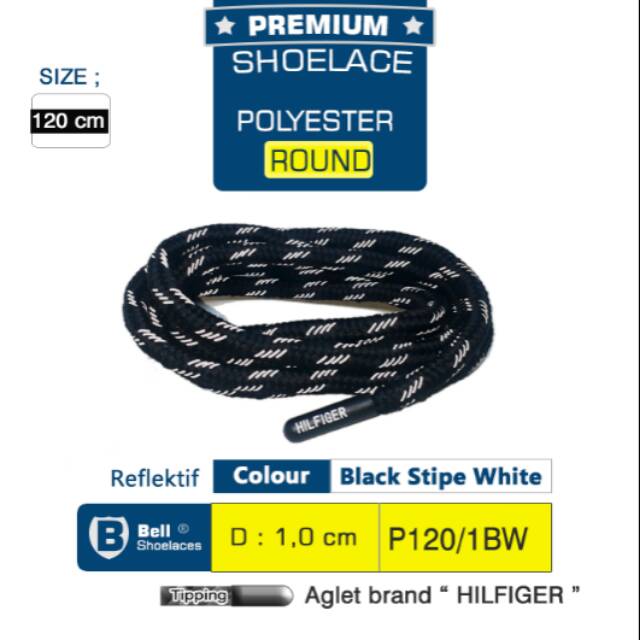 Tali Sepatu Bulat ORIGINAL HILFIGER REFLEKTIVE 120cm