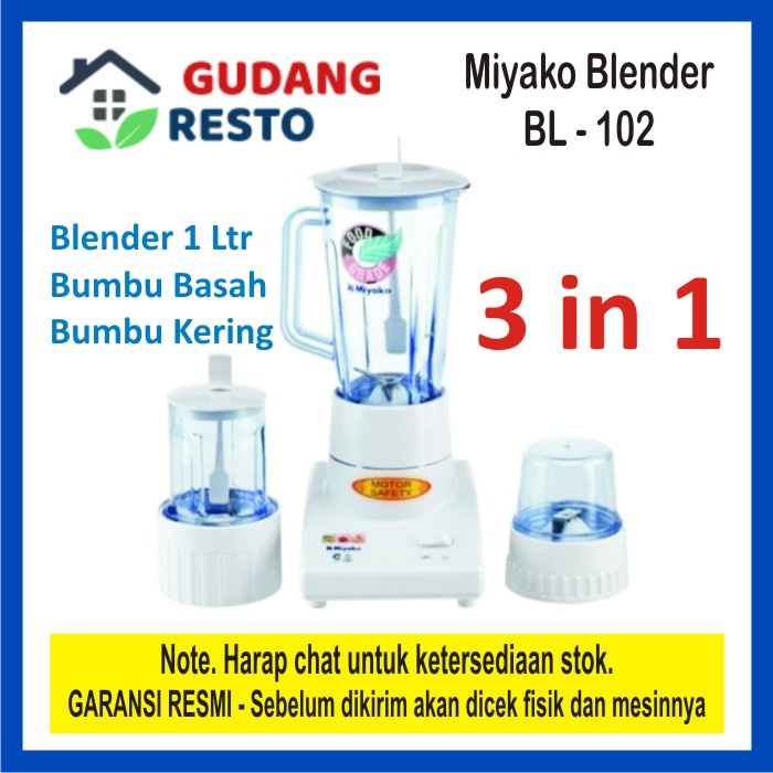 Blender Miyako BL 102 GS Gelas KACA 3 in 1 Dry / Wet Mill Grinder BL102 102GS