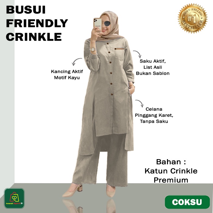 Setelan Baju Wanita Menyusui BUSUI FRIENDLY CRINKLE Bahan Katun Premium JUMBO BIG SIZE XL - XXL / 28695-28699