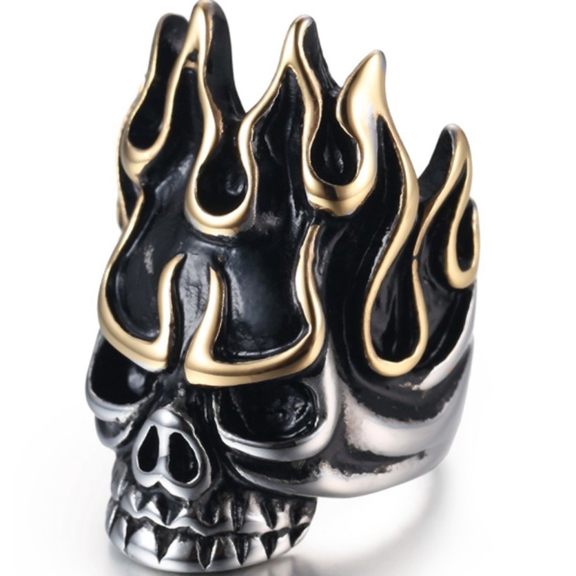 SEUSUK  Fashion Vintage Ring Shape Skull Hair Fire for Men Jewelry/Gifts