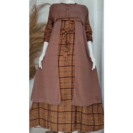 Gamis rayon set outer ceruty OUTER TERPISAH /Maxi Dress Katun Jepang Local