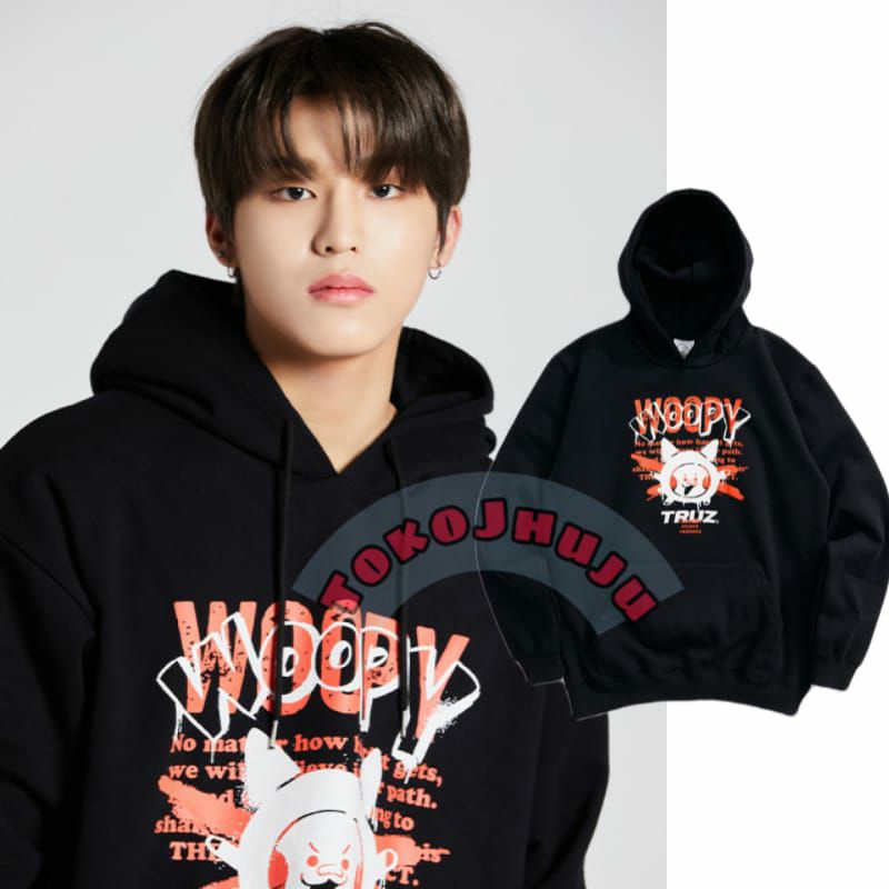 Jaket Hoodie Jumper Treasure Jeongwoo  WOOPY PRINT DTF sablon depan