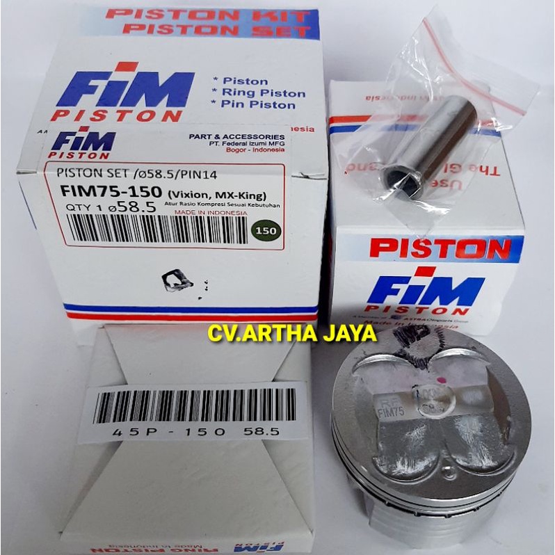 PISTON KIT FIM FIM75 SEMI DOME YAMAHA VIXION / VIXION NEW / MX KING 150 / R 15 / R15 V1 / R15 V2 ( 57 / 57,5 / 58 / 58,5 / 59 / 59,5 / 60 ) ( STD / 050 / 100 / 150 / 200 / 250 / 300 ) ( PEN 14 / PIN 14 )-2