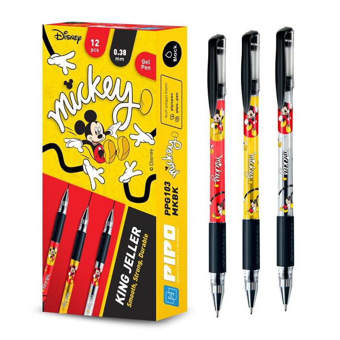 

IHOT SALEl PPG103 PIPO Mickey Mouse Pulpen Lucu 0.38mm isi 12 pcs tinta hitam ICQl