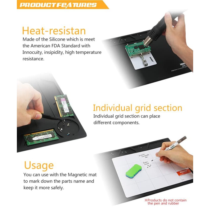 Jakemy ESD Heat Insulation Working Mat + Karpet Magnetic Project Mat JM-Z17 Original