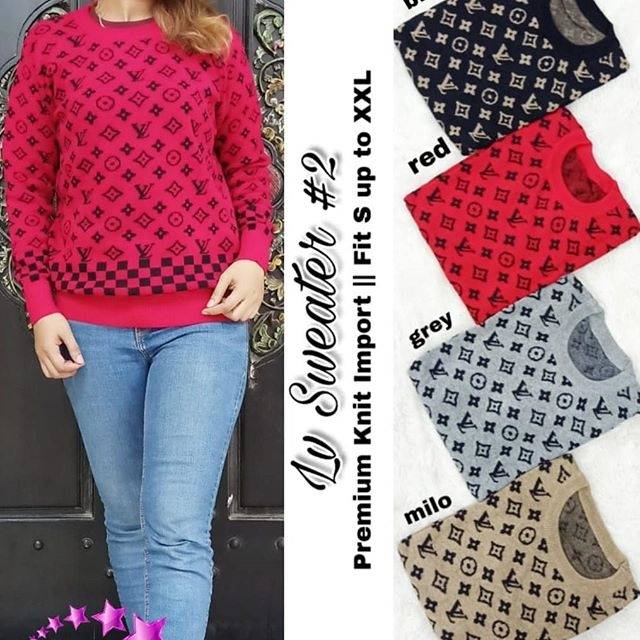 LV #2 atasan Sweater rajut knit motif Louis Vuiton Top