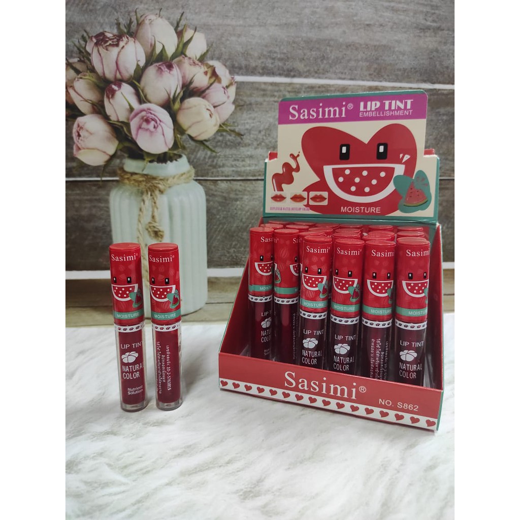 ( 6 PCS ) LIPTINT  SASIMI MOISTURE LIP TINT WATERMELON