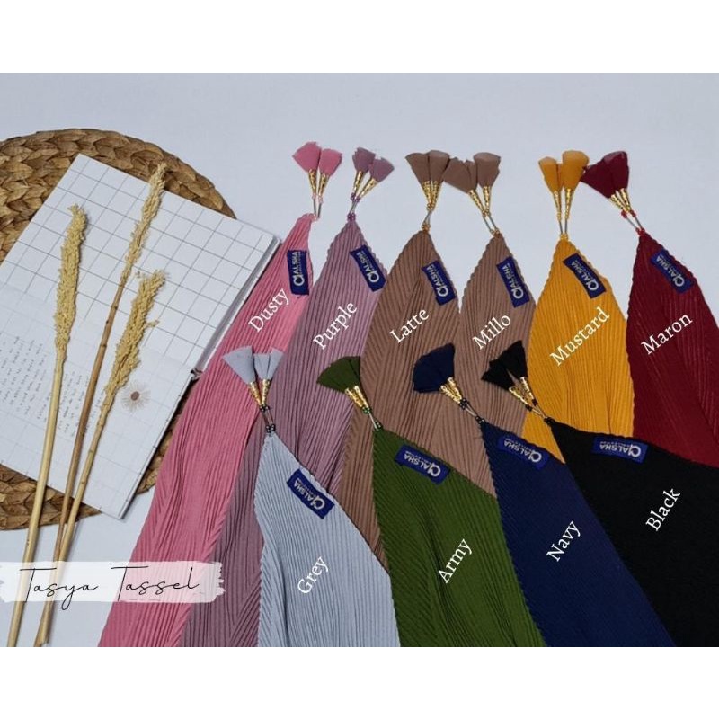 Jilbab Segi Empat Plisket Tassel Tasya Ori Alsha-1