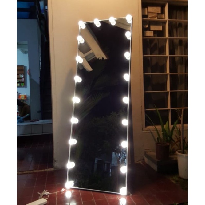 Frameless Vanity Mirror 40x150 Cermin Standing Include Lampu Medan