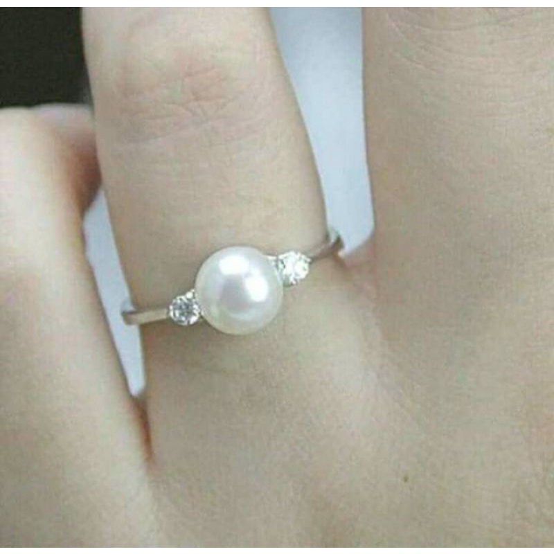 Cincin perak 925 || model minimalis || mutiara Lombok asli.