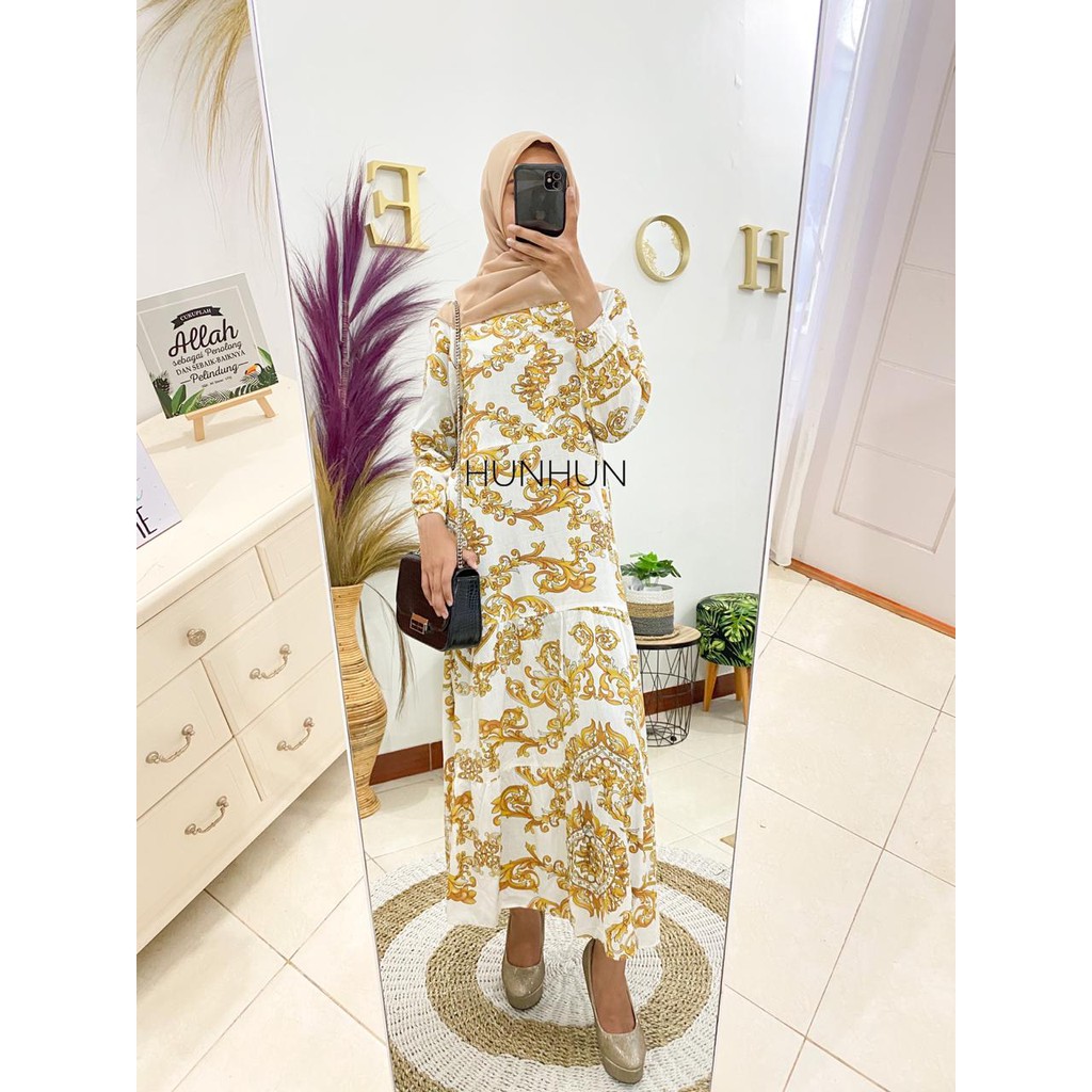 SULTAN MAXY DRESS PUSATGROSIR_SOLO/ HOMEY DRESS RAYON MOTIF ABSTRAK TERMURAH HITS SELEBGRAM