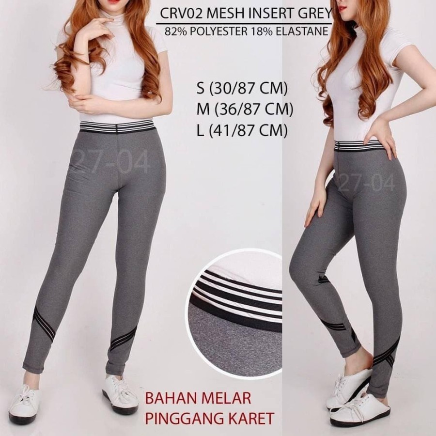 Celana Legging Wanita Murah Crivit 02 Mesh Insert Gray
