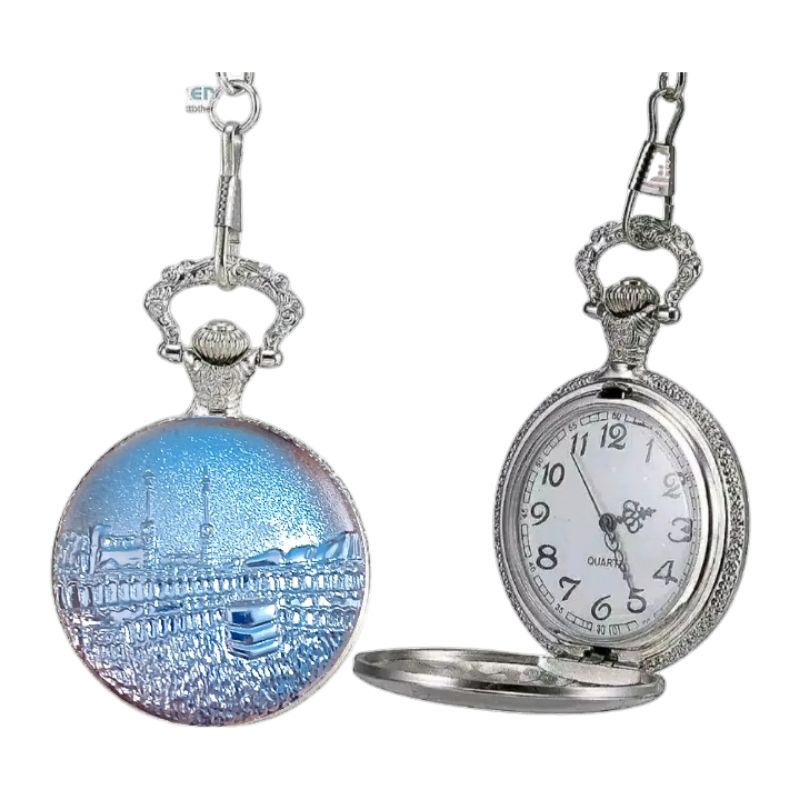 pocket watch Jam saku kabah silver jepit