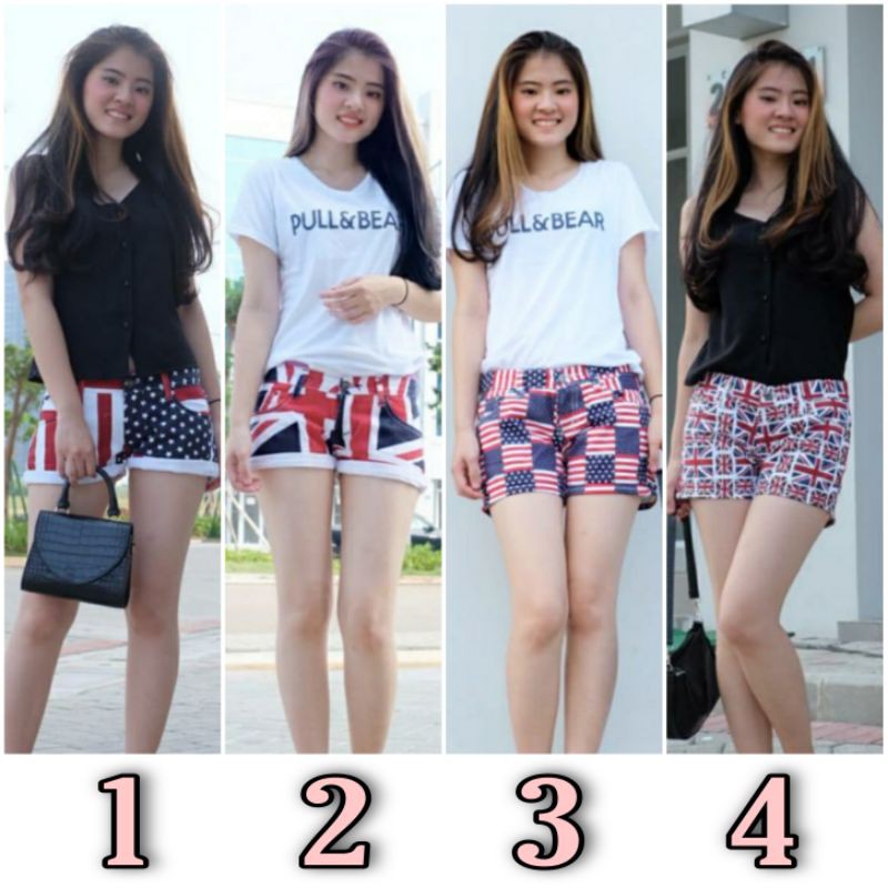 ⚡ CLEARANCE SALE ❤ PREMIUM IMPORT BKK ❤ FLAG PATTERN JEANS HOT SHORT PANTS