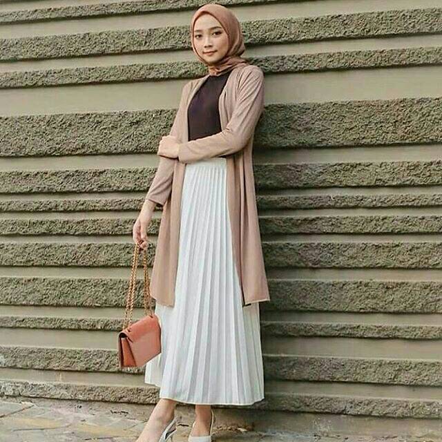 Rok Plisket Import Seri Warna PUTIH