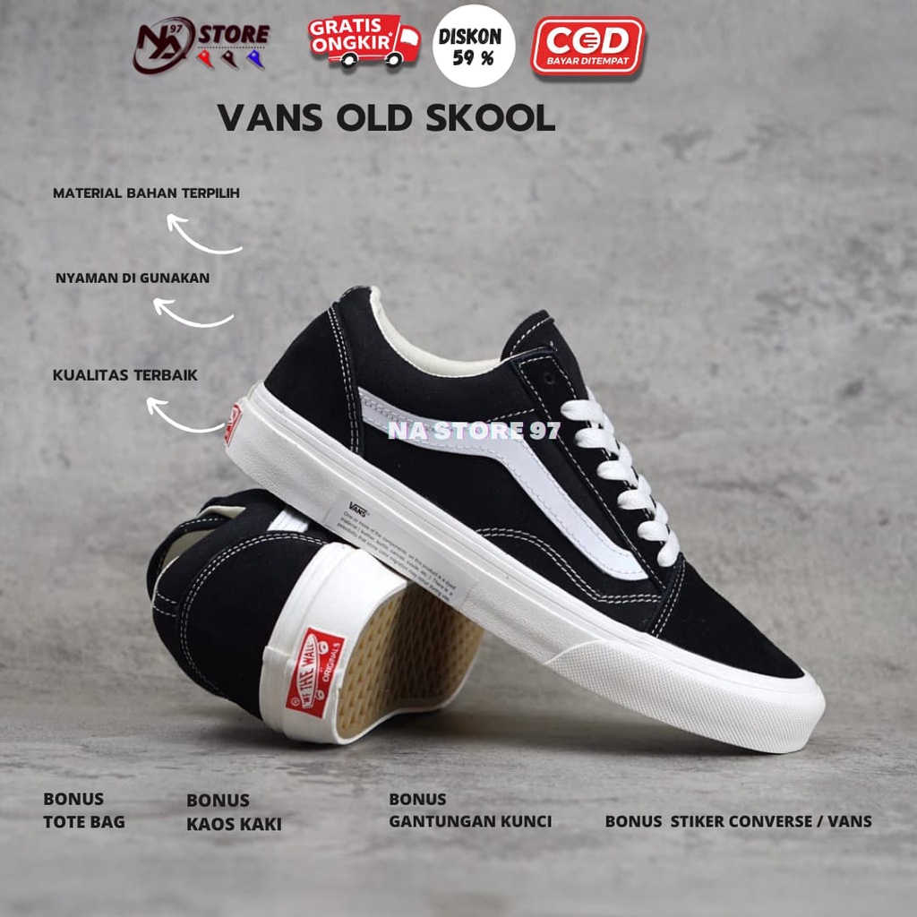 Sepatu Vans Old Skool Black White Classic Premium Quality