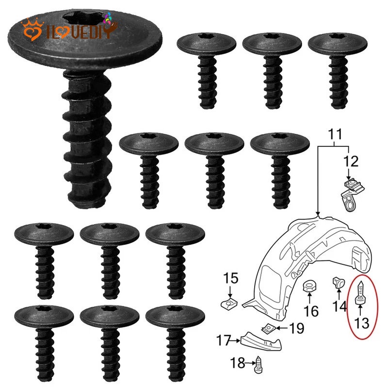 Sekrup Torx Pelindung Splash Bahan Nilon Untuk Bawah Mesin Mobil VW Audi