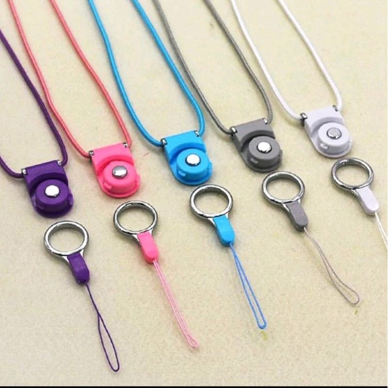 Kalung Tali Polos 2 in 1 Gantungan Hp Flashdisk Name Tag Id Card Phone Start