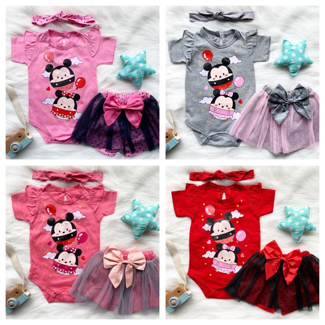 Tsum-tsum tutu pants jumper set baby 0-18 bulan romper bayi anak cewek lucu fashion