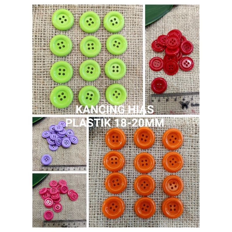 Kancing Hias Plastik 20mm