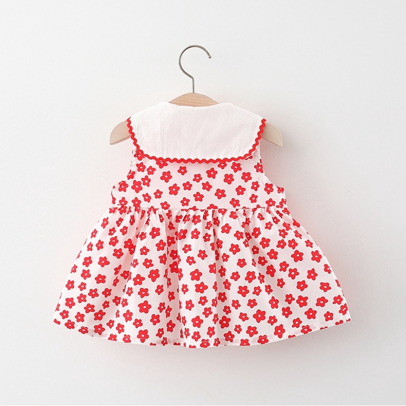 D82-NEW Dress anak bayi motif bunga dengan aksesories tas