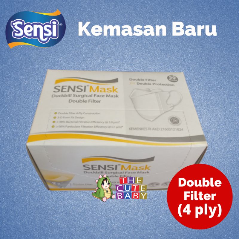 Masker Sensi Duckbill Double Filter - Sensi Duckbill Filter Ganda - Masker Bedah - Masker Medis