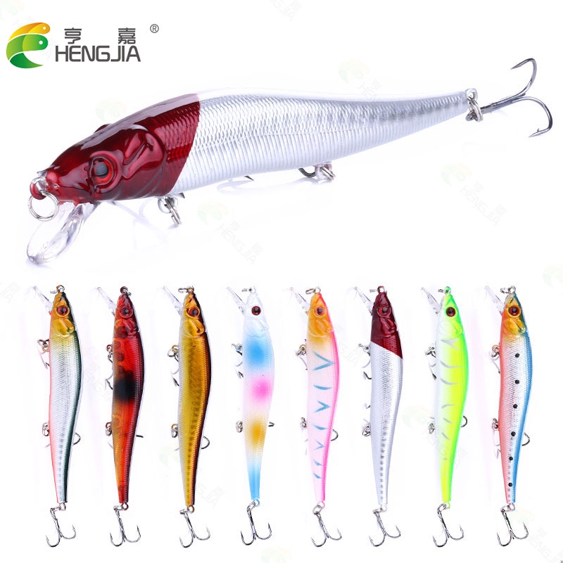 Hengjia 1pc Umpan Pancing Hardlure Bentuk Ikan Kecil Mata 3d 11.5cm 13.1g Dengan 3 Kail 11.5cm