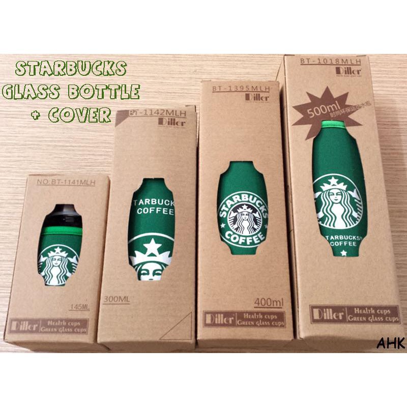 Botol Minum Kaca Starbuck 300ML FREE POUCH | Bottle Tumbler Starbucks BONUS SARUNG