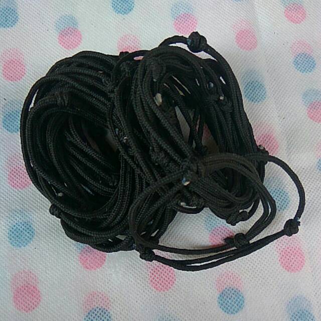 Gelang prusik 2mm hitam polos ( minimal 10pcs )