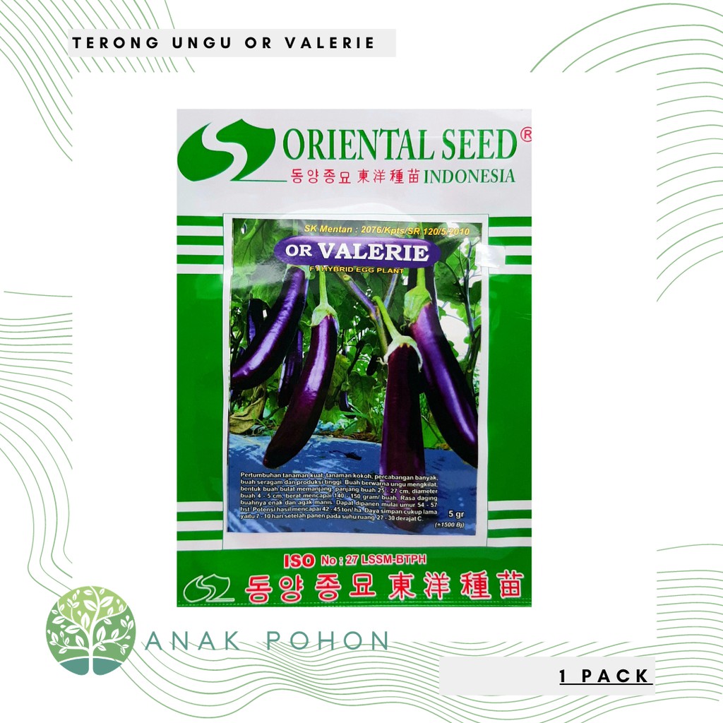 ( 1 PACK ) Benih Terong Ungu OR Valerie Oriental Seed Retail Pack