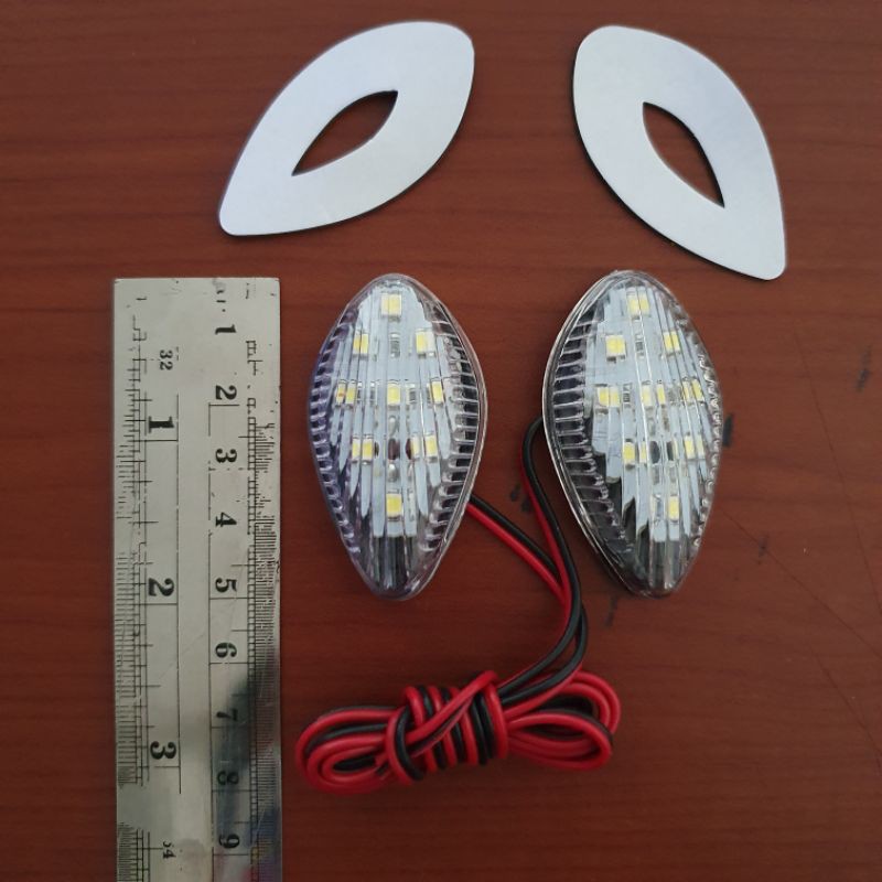 sen tempel oval mini riting tempel kecil led kuning putih biru