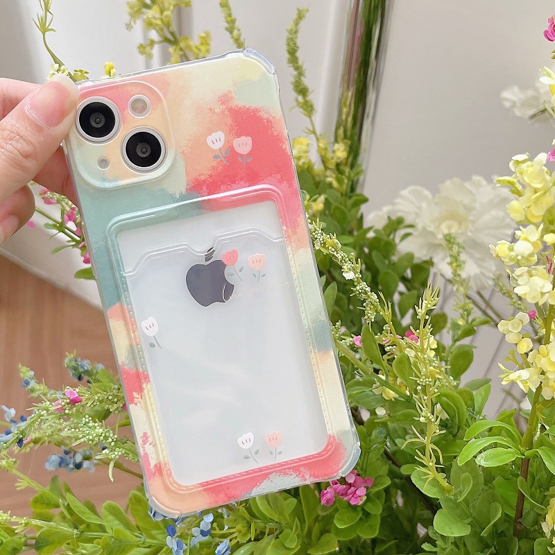 Soft Case Transparan Desain Bunga Kecil Warna-Warni Untuk iPhone 12 13 Pro Max 11 X XR XSMAX