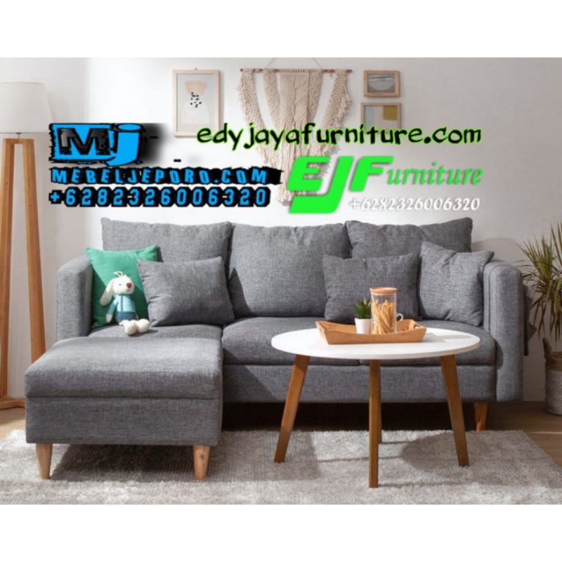 sofa Sudut minimalis terbaru model retro jati jepara