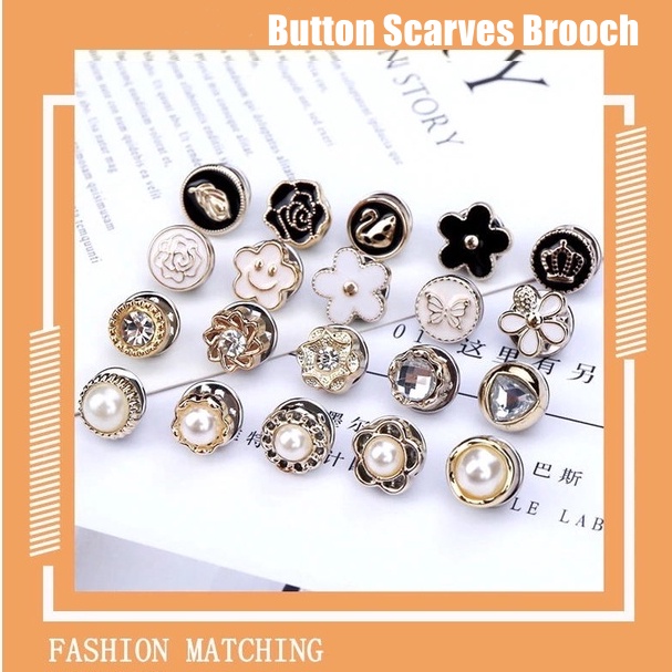 Button Scarves Brooch Ukuran diameter 12 mm Kancing Bros Button Premium Peniti hijab Aksesoris muslim