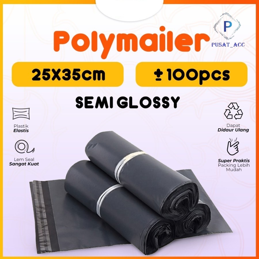 

PL25 - Plastik POLYMAILER Tebal Premium Kantong Packing 100pcs 25x35cm