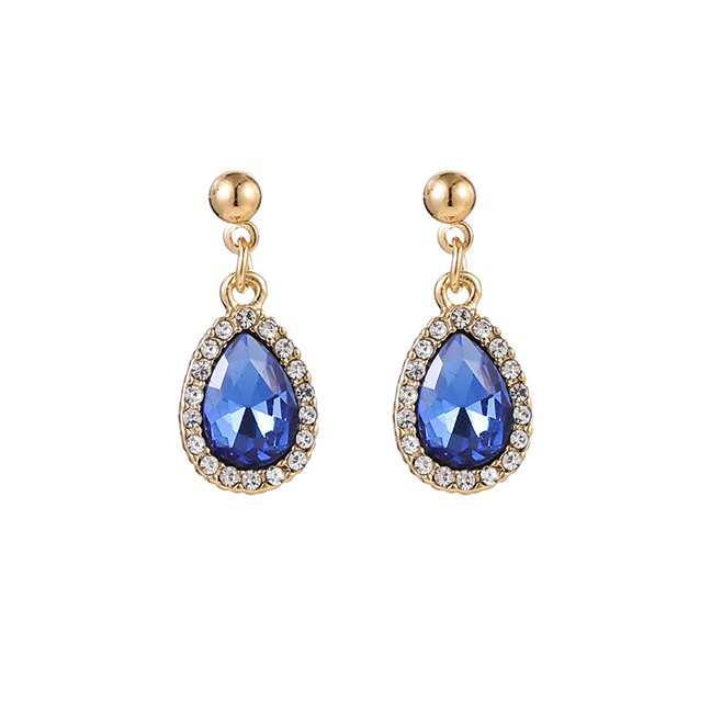 LRC Anting Tusuk Fashion Micro-set Rhinestone Alloy Drop Earrings K34428