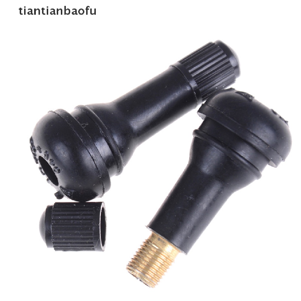 [tiantianbaofu] 4PCS TR413 Snap-In Car Tire Tyre Valve Stems Short Black Rubber w/ Caps Boutique