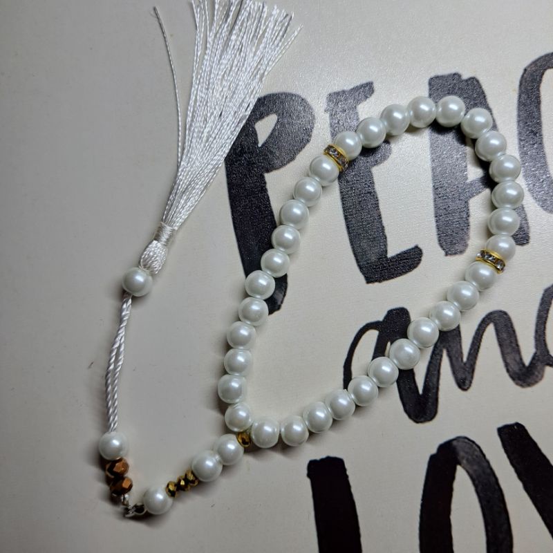tasbih mini mutiara putih lucu